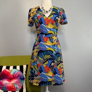 J Crew Mercantile Tropical Floral Faux Wrap Dress 00